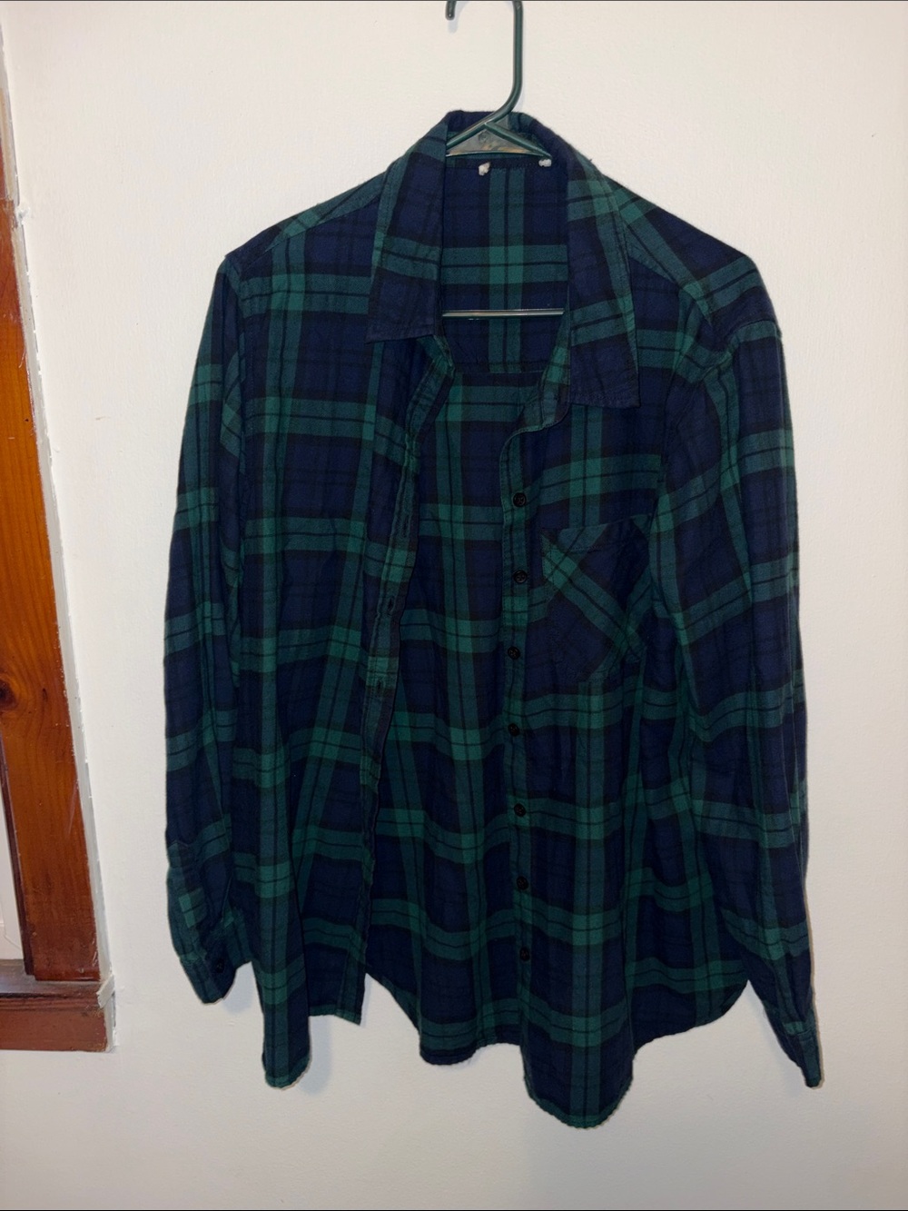 Men's Green & Navy Plaid Button-Up Shirt
